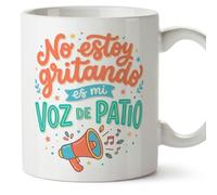 MUGFFINS regalo profesora divertida | regalo profesor divertido | taza profe No estoy gritando es mi voz de patio en Español 330 Ml | cerámica resistente | Profesorado v1