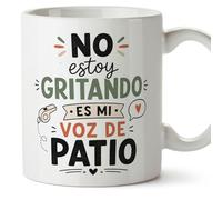 MUGFFINS regalo profesora divertida | regalo profesor divertido | taza profe No estoy gritando es mi voz de patio en Español 330 Ml | cerámica resistente | Enseñanza v3
