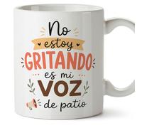 MUGFFINS regalo profesora divertida | regalo profesor divertido | taza profe No estoy gritando es mi voz de patio en Español 330 Ml | cerámica resistente | Enseñanza v1