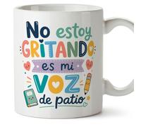 MUGFFINS regalo profesora divertida | regalo profesor divertido | taza profe No estoy gritando es mi voz de patio en Español 330 Ml | cerámica resistente | Infantil v2