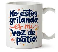 MUGFFINS regalo profesora divertida | regalo profesor divertido | taza profe No estoy gritando es mi voz de patio en Español 330 Ml | cerámica resistente | Profesorado v6