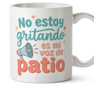 MUGFFINS regalo profesora divertida | regalo profesor divertido | taza profe No estoy gritando es mi voz de patio en Español 330 Ml | cerámica resistente | Profesorado v4