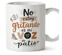 MUGFFINS regalo profesora divertida | regalo profesor divertido | taza profe No estoy gritando es mi voz de patio en Español 330 Ml | cerámica resistente | Enseñanza v2