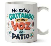 MUGFFINS regalo profesora divertida | regalo profesor divertido | taza profe No estoy gritando es mi voz de patio en Español 330 Ml | cerámica resistente | Infantil v8