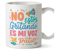 MUGFFINS regalo profesora divertida | regalo profesor divertido | taza profe No estoy gritando es mi voz de patio en Español 330 Ml | cerámica resistente | Profesorado v2