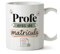 MUGFFINS regalo profesora divertida | regalo profesor divertido | taza profe Profe eres de matrícula en Español 330 Ml | cerámica resistente | Enseñanza v1