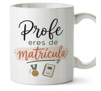 MUGFFINS regalo profesora divertida | regalo profesor divertido | taza profe Profe eres de matrícula en Español 330 Ml | cerámica resistente | Enseñanza v2