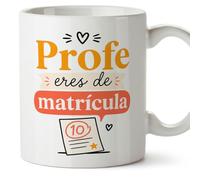 MUGFFINS regalo profesora divertida | regalo profesor divertido | taza profe Profe eres de matrícula en Español 330 Ml | cerámica resistente | Enseñanza v3
