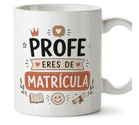 MUGFFINS regalo profesora divertida | regalo profesor divertido | taza profe Profe eres de matrícula en Español 330 Ml | cerámica resistente | Enseñanza v4