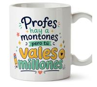 MUGFFINS regalo profesora divertida | regalo profesor divertido | taza profe Profes hay a montones pero tú vales millones en Español 330 Ml | cerámica resistente | Infantil v3