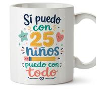 MUGFFINS regalo profesora divertida | regalo profesor divertido | taza profe Si puedo con 25 niños puedo con todo en Español 330 Ml | cerámica resistente | Infantil v2