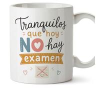MUGFFINS regalo profesora divertida | regalo profesor divertido | taza profe Tranquilos que hoy no hay examen en Español 330 Ml | cerámica resistente | Enseñanza v1