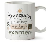 MUGFFINS regalo profesora divertida | regalo profesor divertido | taza profe Tranquilos que hoy no hay examen en Español 330 Ml | cerámica resistente | Enseñanza v3