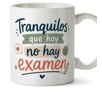 MUGFFINS regalo profesora divertida | regalo profesor divertido | taza profe Tranquilos que hoy no hay examen en Español 330 Ml | cerámica resistente | Enseñanza v4