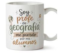 MUGFFINS regalo profesora geografía | taza profe con frase Soy profe de geografía me pierdo por mis alumnos en Español | detalle docente cerámica 330 Ml/11 oz | desayuno colegio | Enseñanza v5