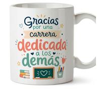 MUGFFINS regalo profesora jubilación | Taza profe con frase Gracias por una carrera dedicada a los demás en Español | Cerámica 330 Ml 11 oz | Infantil v5