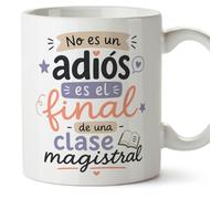 MUGFFINS regalo profesora jubilación | Taza profe con frase No es un adiós es el final de una clase magistral en Español | Cerámica 330 Ml 11 oz | Enseñanza v2