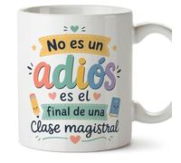 MUGFFINS regalo profesora jubilación | Taza profe con frase No es un adiós es el final de una clase magistral en Español | Cerámica 330 Ml 11 oz | Infantil v7