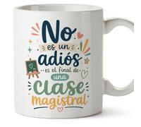 MUGFFINS regalo profesora jubilación | Taza profe con frase No es un adiós es el final de una clase magistral en Español | Cerámica 330 Ml 11 oz | Infantil v2