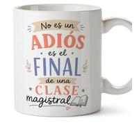 MUGFFINS regalo profesora jubilación | Taza profe con frase No es un adiós es el final de una clase magistral en Español | Cerámica 330 Ml 11 oz | Enseñanza v3