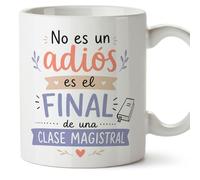 MUGFFINS regalo profesora jubilación | Taza profe con frase No es un adiós es el final de una clase magistral en Español | Cerámica 330 Ml 11 oz | Enseñanza v1