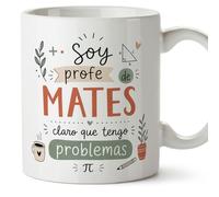 MUGFFINS regalo profesora matemáticas | taza profe con frase Soy profe de mates claro que tengo problemas en Español | cerámica 330 Ml 11 oz | desayuno | Enseñanza v3