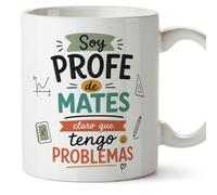 MUGFFINS regalo profesora matemáticas | taza profe con frase Soy profe de mates claro que tengo problemas en Español | cerámica 330 Ml 11 oz | desayuno | Enseñanza v1