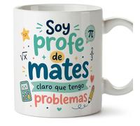 MUGFFINS regalo profesora matemáticas | taza profe con frase Soy profe de mates claro que tengo problemas en Español | cerámica 330 Ml 11 oz | desayuno | Infantil v11