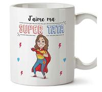 MUGFFINS Tata Mug/Tasse - J'aime ma Super Tata - Tasse Originale/Cadeau Anniversaire/Future Tante. Céramique 350 ML