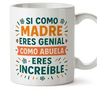MUGFFINS taza abuela con frase Si como madre eres genial como... eres increíble en Español | regalo abuela original cumpleaños navidad | 330 Ml 11 oz | Abuelitos-2 v3