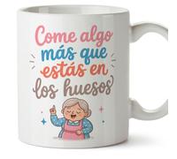 MUGFFINS taza abuela divertida con frase Come algo más que estás en los huesos en Español | regalo cumpleaños navidad | 330 Ml 11 oz | Abuelitos-3 v2