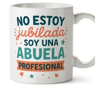 MUGFFINS taza abuela divertida con frase No estoy jubilada soy profesional en Español | regalo abuela cumpleaños navidad | 330 Ml 11 oz | Abuelitos-2 v3