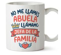 MUGFFINS taza abuela divertida con frase No me llames abuela llámame jefa de la familia en Español | regalo cumpleaños navidad | 330 Ml 11 oz | Abuelitos-3 v1