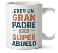 MUGFFINS taza abuelo con frase Eres un gran padre y un súper en Español | regalo abuelo original | cumpleaños, navidad | 330 Ml / 11 oz | Abuelitos-2 v3