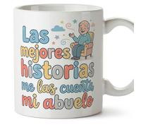 MUGFFINS taza abuelo con frase Las mejores historias me las cuenta mi abuelo en Español | regalo original | cumpleaños, navidad | 330 Ml / 11 oz | Abuelitos-3 v2