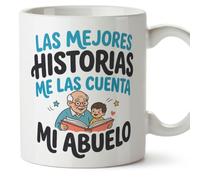 MUGFFINS taza abuelo con frase Las mejores historias me las cuenta mi abuelo en Español | regalo original | cumpleaños, navidad | 330 Ml / 11 oz | Abuelitos-3 v4