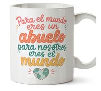 MUGFFINS taza abuelo con frase Para el mundo eres un abuelo para nosotros eres el mundo en Español | regalo original | cumpleaños, navidad | 330 Ml / 11 oz | Abuelitos-3 v1