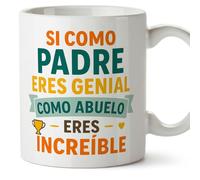 MUGFFINS taza abuelo con frase Si como padre eres genial como... eres increíble en Español | regalo abuelo original | cumpleaños, navidad | 330 Ml / 11 oz | Abuelitos-2 v2
