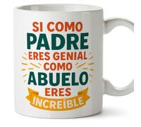 MUGFFINS taza abuelo con frase Si como padre eres genial como... eres increíble en Español | regalo abuelo original | cumpleaños, navidad | 330 Ml / 11 oz | Abuelitos-2 v3