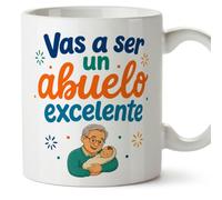 MUGFFINS taza abuelo con frase Vas a ser un abuelo excelente en Español | regalo original | cumpleaños, navidad | 330 Ml / 11 oz | Abuelitos-3 v4