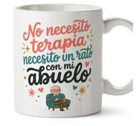 MUGFFINS taza abuelo divertida con frase No necesito terapia necesito un rato con mi abuelo en Español | regalo cumpleaños navidad | 330 Ml 11 oz | Abuelitos-3 v4