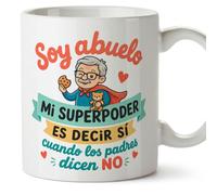 MUGFFINS taza abuelo divertida con frase Soy abuelo: mi superpoder es decir sí cuando los padres dicen no en Español | regalo cumpleaños navidad | 330 Ml 11 oz | Abuelitos-3 v1