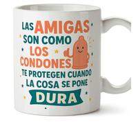 MUGFFINS Taza amiga graciosa con frase Las amigas son como los te protegen cuando la cosa se pone dura en Español 330 Ml/11 oz | regalos originales | Idea cumpleaños divertida | BFF v1