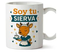 MUGFFINS taza amiga graciosa con frase Soy tu sierva en Español | regalo novia divertido | taza amistad, amigo invisible, romántico | 330 Ml 11 oz | cerámica resistente | Pareja v1