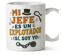 MUGFFINS taza autónomo con frase Mi jefe es un explotador (sí, soy yo) en Español | divertido regalo autónomo freelance para hombre | 330 Ml 11 oz | Autónomos v1