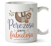 MUGFFINS taza con frases divertidas para mejores amigas Amistad v3 | Cerámica 330 ml; «Perezosa pero fabulosa» en Español