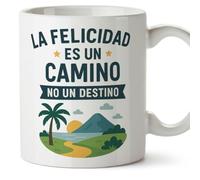 MUGFFINS taza con frases motivadoras | Mug cerámica 330 Ml/11 oz | regalo motivador | La felicidad es un camino no un destino en Español Motivacional-ES v1