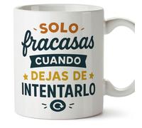 MUGFFINS taza con frases motivadoras | Mug cerámica 330 Ml/11 oz | regalo motivador | Solo fracasas cuando dejas de intentarlo en Español Motivacional-ES v1