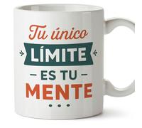 MUGFFINS taza con frases motivadoras | Mug cerámica 330 Ml/11 oz | regalo motivador | Tu único límite es tu mente en Español Motivacional-ES v1