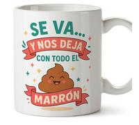 MUGFFINS taza despedida compañero trabajo con frase Se va… y nos deja con todo el marrón en Español | regalo despedida trabajo compañera graciosa divertida jubilación | 330 Ml 11 oz | Adiós compa v2